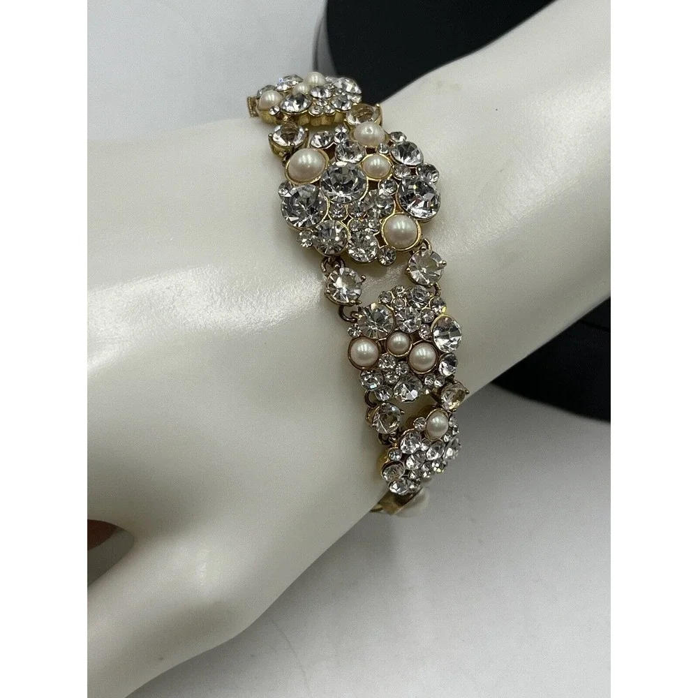 Kate‎ Spade NY Gold Plated Crystals White Faux Pearls Pick a Pearl Bracelet New - Picture 11 of 16